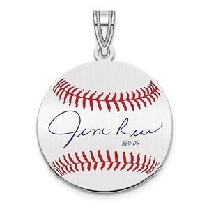 Sterling Silver Jim Rice Signature SM Enamel Baseball Pendant
